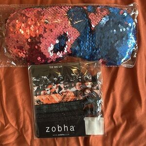 New: Pink/Blue Sequin Heating/Cooling Eye Mask & Hair Ties